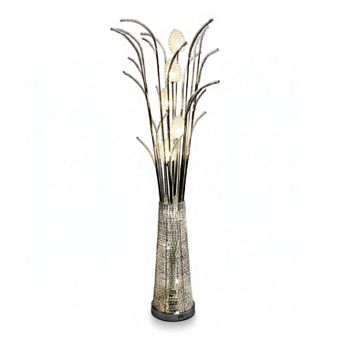 60"H Silver Elegant Vase with Radiant Floral Stems LED Floor Lamp