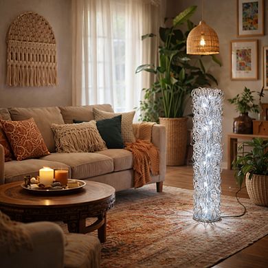53"H Artsy LED Aluminum Wire Wrapped Decorative Column Lamp