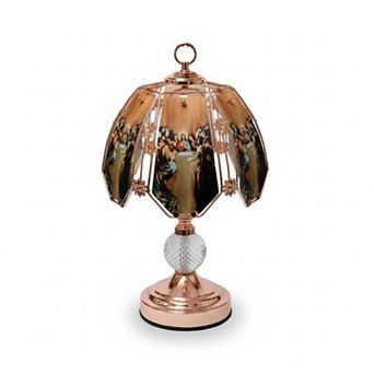 17"H Rose Gold Color Religious Glass Panel Design Touch Lamp