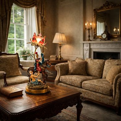 16"H Multicolor San Martin Figurine with Floral Accents Touch Lamp