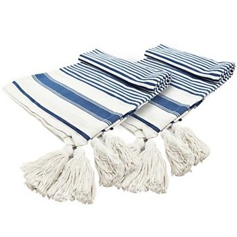 Cotton Blend Striped Throw Blanket 2 Pack