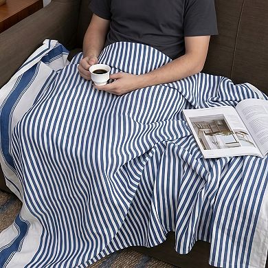 Cotton Blend Striped Throw Blanket 2 Pack