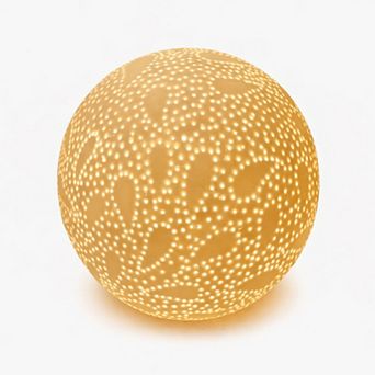 7"H Amber Round Body Floral Cutout Glow LED Table Lamp