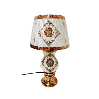 20.5"H White Vase with Gold Accents & Floral Shade LED Lamp