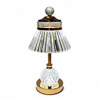 13"H Golden Base Imperial Crystal Touch Lamp, LED Décor Accent
