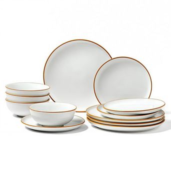 Ceramic Dinnerware Set Service for 4 12 pc Dishwasher and Microwave Safe