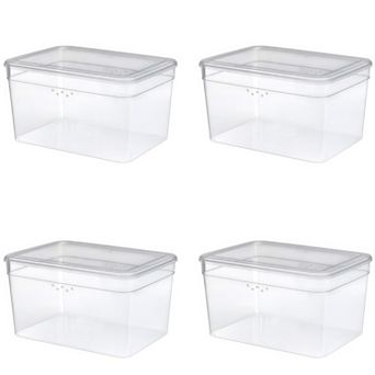 4 Pack Plastic Shoe Storage Boxes with Lids Stackable Vented