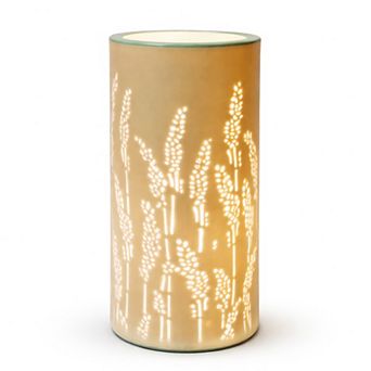 11"H Gold Wheat Cutout Glow Cylinder LED Table Lamp