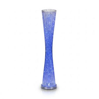 55"H Blue & Gold Twisted Rod Vase with LED Floor Lamp