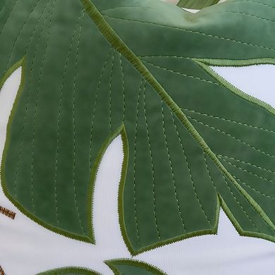 Leaf Motif Decorative Pillow Set of Two with Polyester Velvet Covers