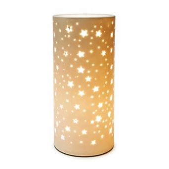 11"H Gold Starry Cutout Glow Cylinder LED Table Lamp