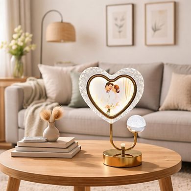 14"H Heart Photo Frame Touch Lamp, LED Decorative Ambient Accent