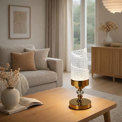 14"H Golden Base Spiral Touch Lamp, LED Decorative Ambient Accent