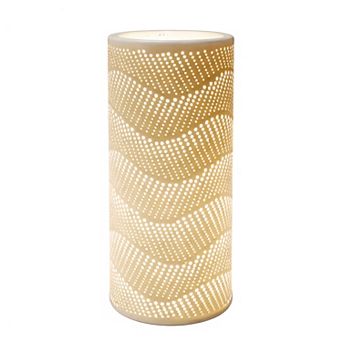 11"H Matte Gold Wavy Cutout Glow Cylinder LED Table Lamp