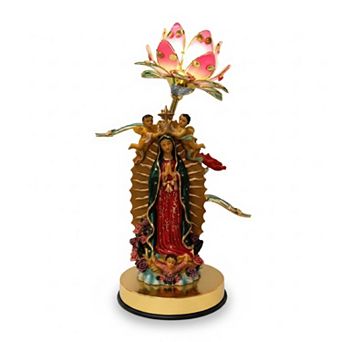 16"H Multicolor Our Lady of Guadalupe Statue with One Flower Touch Lamp