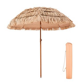 Thatched Tiki Patio Umbrella with Tilt Adjustable Height for Poolside Beach