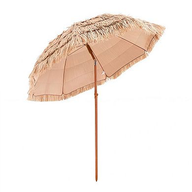 Thatched Tiki Patio Umbrella with Tilt Adjustable Height for Poolside Beach