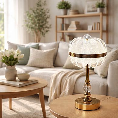 13"H Golden Base Oval Touch Lamp, LED Decorative Ambient Accent