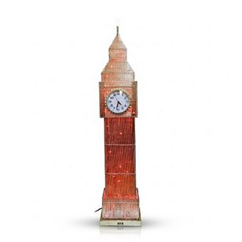 60"H Red Translucent Big Ben Tower with LED Clock Floor Lamp