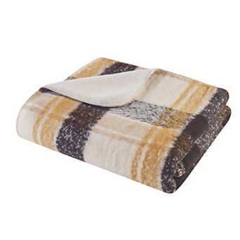 Faux Mohair Sherpa Reversible Plaid Throw Blanket