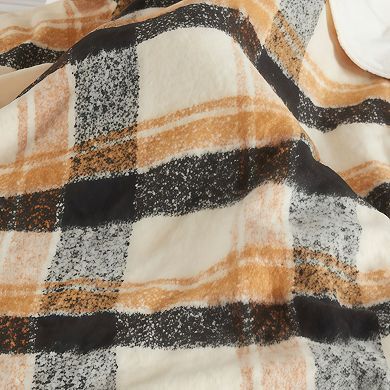 Faux Mohair Sherpa Reversible Plaid Throw Blanket