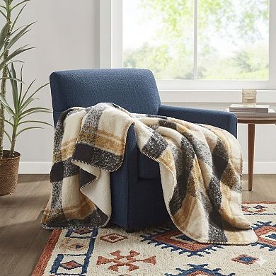 Faux Mohair Sherpa Reversible Plaid Throw Blanket