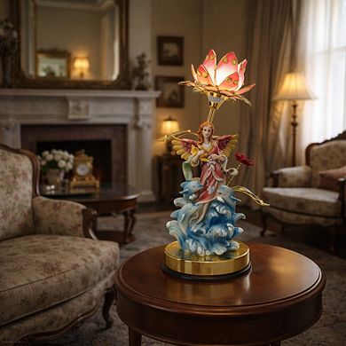 15"H Multicolor Fairy with Dolphin Base Floral Touch Lamp