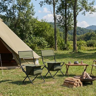 Two Piece Folding Portable Outdoor Chair with Storage Bag 280 lb Capacity