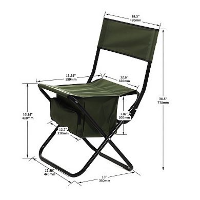 Two Piece Folding Portable Outdoor Chair with Storage Bag 280 lb Capacity