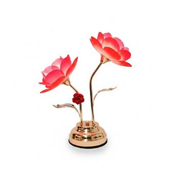 16"W Golden Color Floral Lotus Design Touch Lamp
