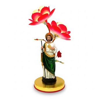 20"H Multicolor Saint Judas Tadeo Statue with Golden Ccolor Base Touch Lamp
