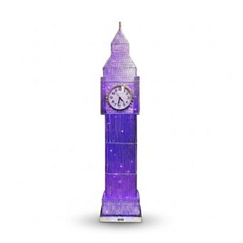 60"H Blue Translucent Big Ben Tower with LED Clock Floor Lamp