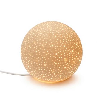7"H Warm Gold Starry Glow Perforated Sphere LED Lamp