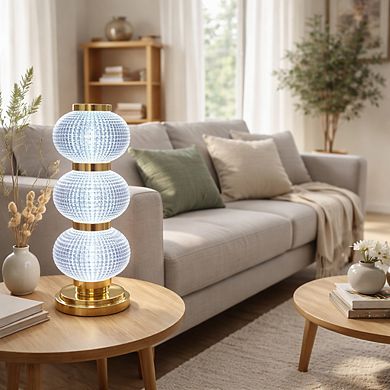 13"H Triple Globe Touch Lamp, LED Decorative Ambient Accent