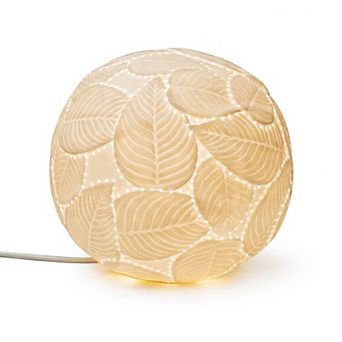 7"H Gold Embossed Leaf Glow Sphere LED Table Lamp
