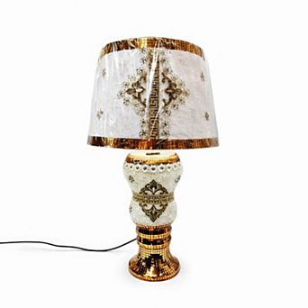 20.5"H White & Gold Vase with Palace Style Shade LED Table Lamp