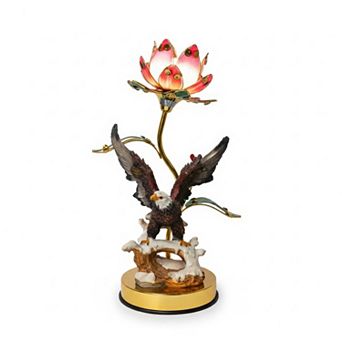 16"H Multicolor Eagle Figurine with Floral Accent Touch Lamp