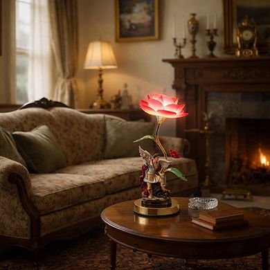 16"H Multicolor Arcangel Relegious Statue with Floral Touch Lamp