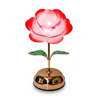 14"H Red Rose Realistic Flower Design Table Touch Lamp