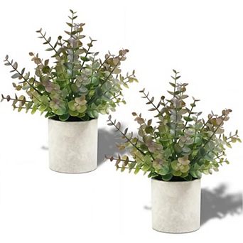 2 Pack Artificial Eucalyptus Potted Plants Indoor Decor