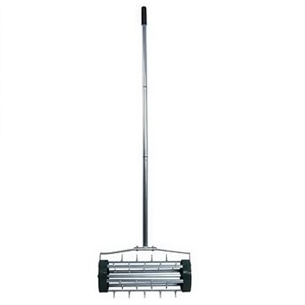 Heavy Duty Rolling Lawn Aerator Rotary Push Spike Tine Soil Aerator with Steel Handle
