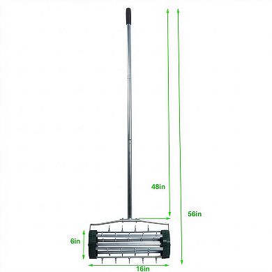 Heavy Duty Rolling Lawn Aerator Rotary Push Spike Tine Soil Aerator with Steel Handle