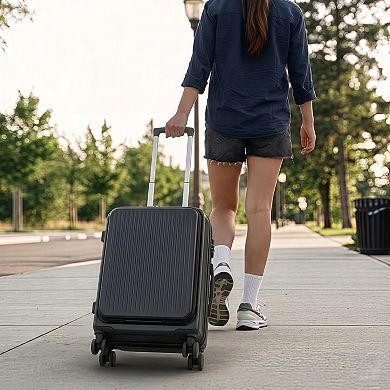 2 Piece ABS Spinner Wheel Luggage Set with Combination Lock Front Opening Cosmetic Case