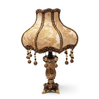 24"H Dark Brown Ornate Vase with Cream Floral Palace Shade LED Lamp