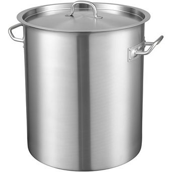 Stainless Steel Stock Pot with Lid Heavy Duty Commercial Cookware Induction Compatible