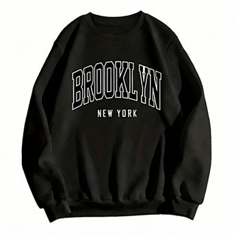 Large Size Hoodless Fleece Sweatshirt Round Neck Long Sleeve Drop Shoulder Pullover