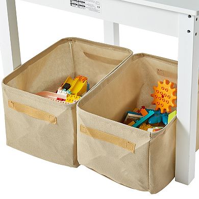 Kids Building Block Table & 2 Chairs Set with Storage, White