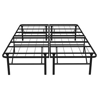 Decksplore Bed Frame 14 Inch Foldable Metal Platform with Steel Slats Tool-Free Assembly