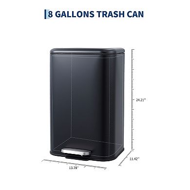 Garvee 8 gal Kitchen Trash Can, Step Garbage Can with Soft-Close Lid