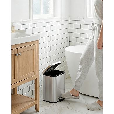 Garvee 3.2 gal Bathroom Trash Can, Step Garbage Can with Soft-Close Lid